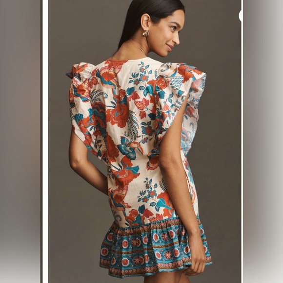 Farm Rio Anthropologie Ruffle-Sleeve Mini Dress - Picture 2 of 7